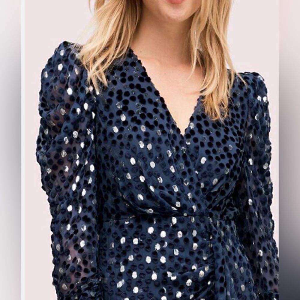 Kate Spade scatter dot sparkle silk blend top.  Size Sm